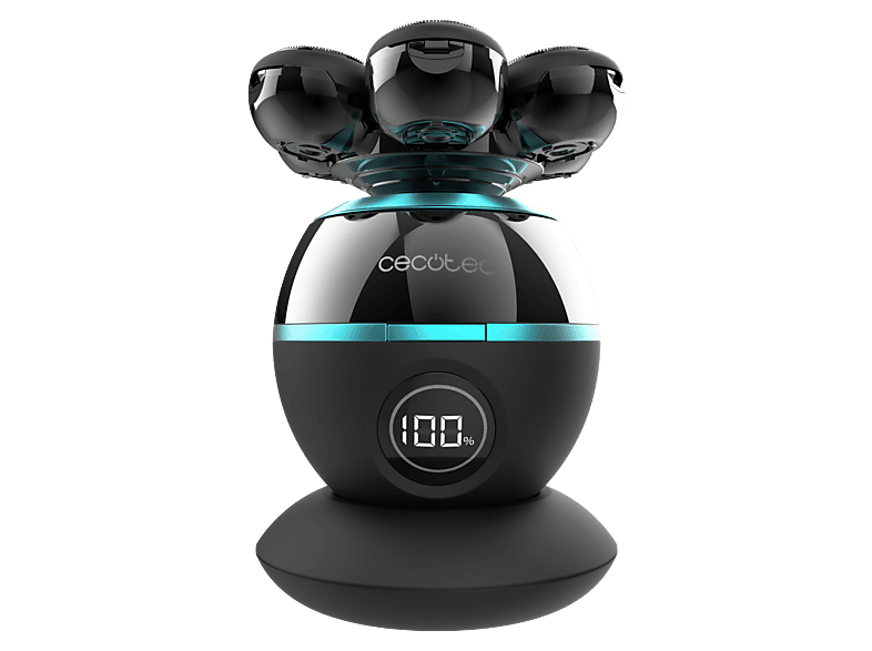 Afeitadora - Cecotec PrecisionCare Skull Shaver, Autonomía 60 min, 7 cuchillas flotantes, Pantalla integrada, Base de carga, Negro