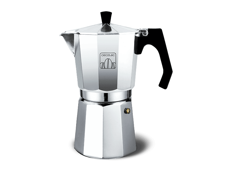 Cafetera tradicional - Cecotec Cumbia Mokclassic 1200 Shiny, 775 ml, 12 tazas, Válvula de seguridad, Filtro acero inoxidable, Aluminio, Gris