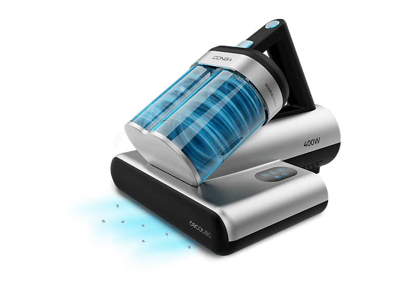 Aspirador de tapicerías - Cecotec Conga Rockstar 4000 Mattress, 400W, 13 kPa, Luz ultravioleta UV-C, Depósito doble 0.5L, Cable XXL, Negro