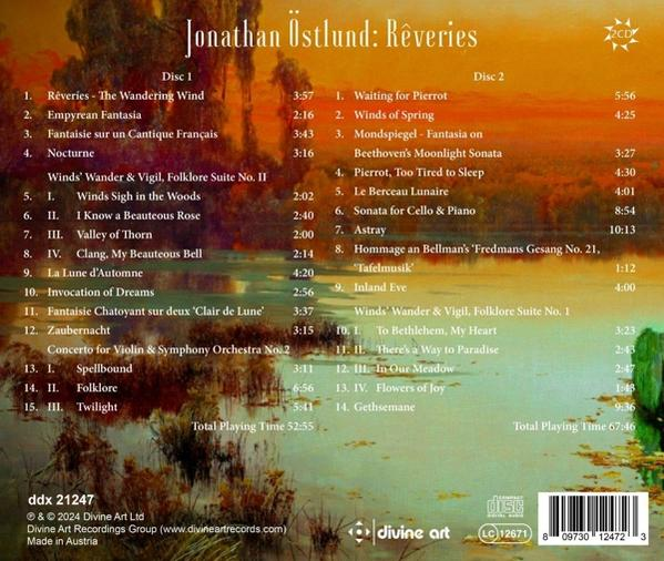 CD-Cover mit Titellisten und Künstlernamen. Ein landschaftlicher Hintergrund mit Wasser und Bäumen. Die CD hat ein Divine Art-Label.