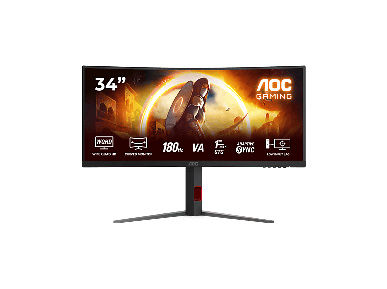 AOC CU34G4 34'' Ívelt WQHD 180 Hz 21:9 VA Gamer Monitor | MediaMarkt