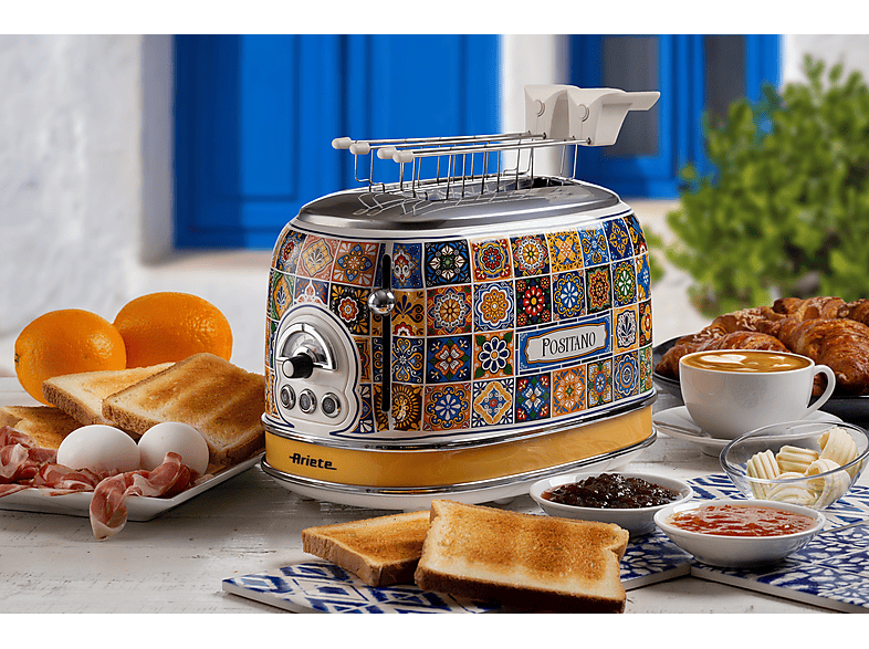 Thumbnail - ARIETE 0155PO/02 Positano mit Sandwichzangen Toaster Mehrfarbig gemustert (815 Watt, Schlitze: 2)