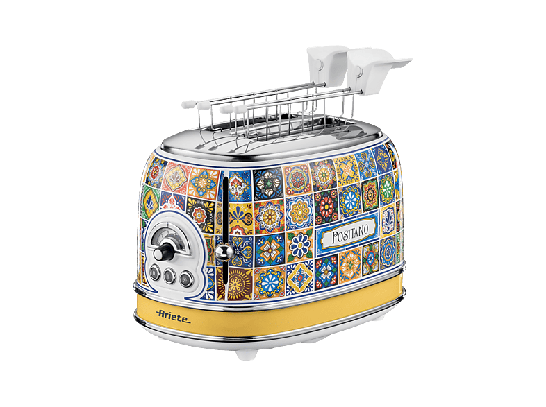 ARIETE 0155PO/02 Positano mit Sandwichzangen Toaster Mehrfarbig gemustert (815 Watt, Schlitze: 2)