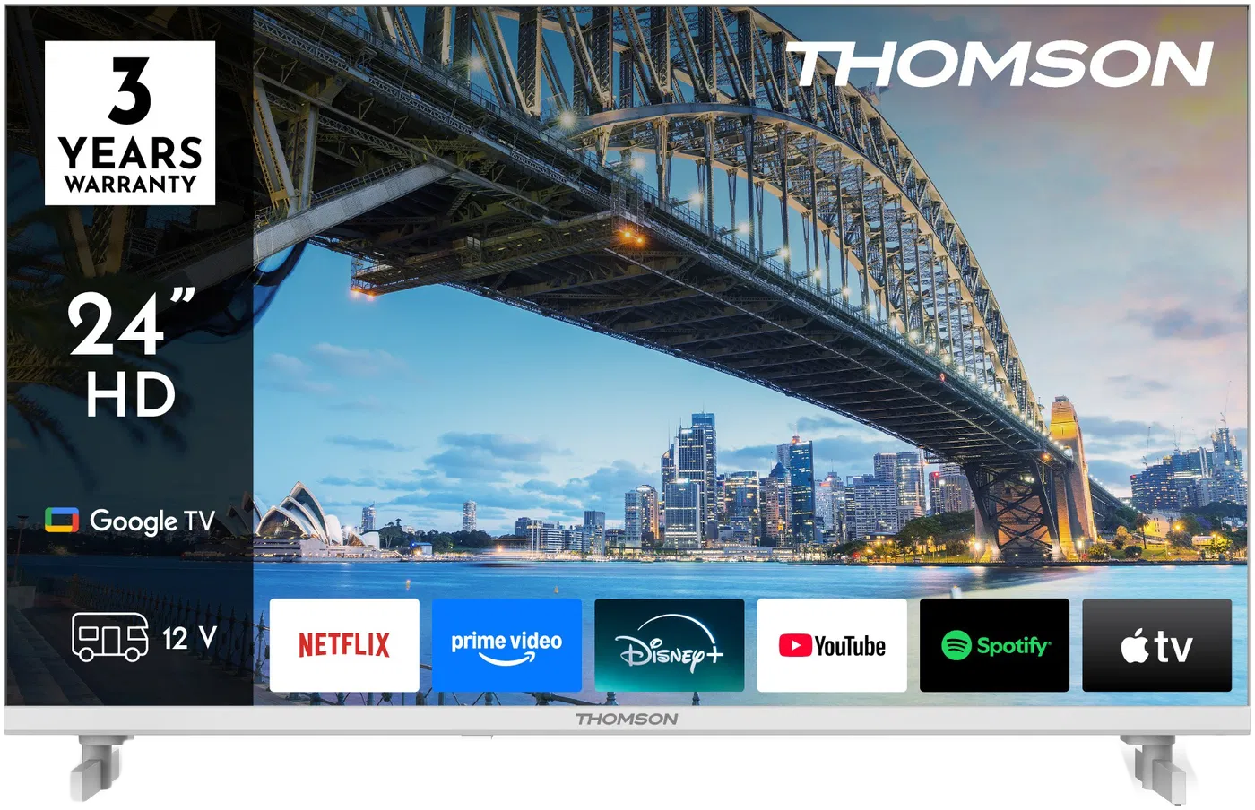 THOMSON 24HG2S15CW Smart Google TV, 12 Volt, HD fehér, 60 cm