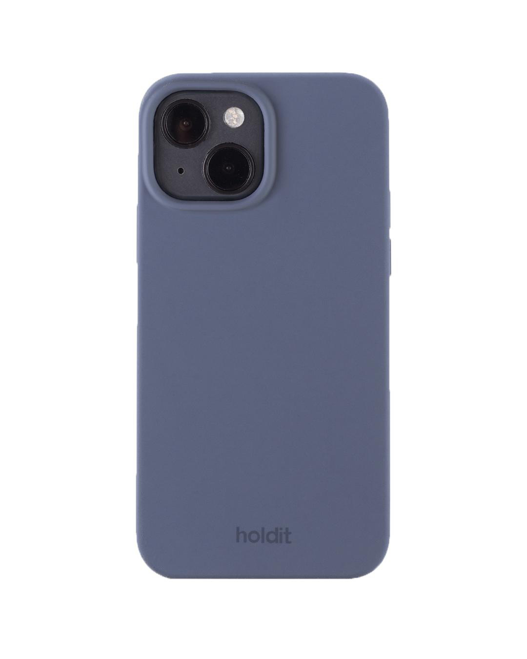 Eine blaue Handyhülle mit Kameraaussparung. Die Hülle hat den Markennamen 'holdit' unten.