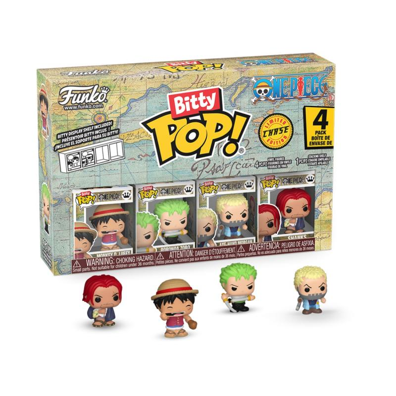 Ein Funko Bitty Pop! Box-Set mit One Piece-Charakteren. Enthält Figuren von Luffy, Zoro, Shanks und anderen.