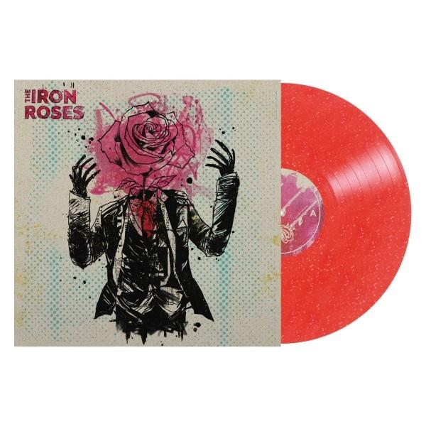 Albumcover zeigt eine kopflose Figur mit Rosenkopf, Arme erhoben. Eine rote Vinyl-Schallplatte liegt daneben.
