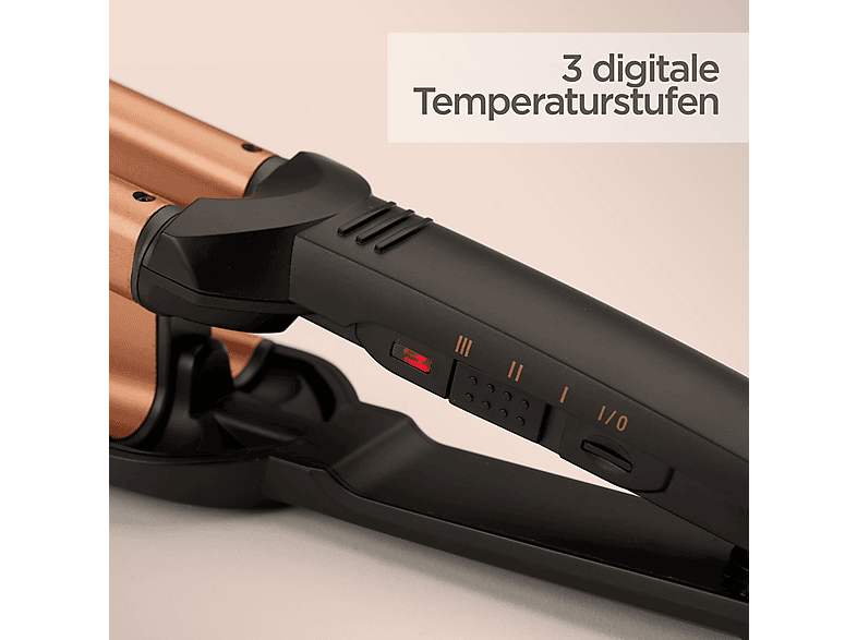 Babyliss W2447E Deep Waves Welleneisen (Keramik, Temperaturstufen: 3 Temperaturstufen: 160°C - 200°C, Schwarz, Rose) — Foto 2 von 5