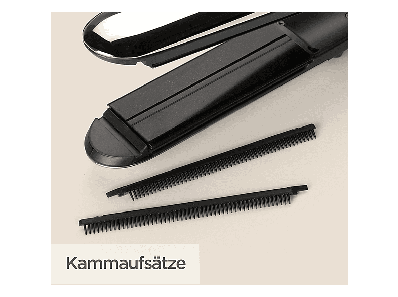Babyliss ST496E Steam Shine Glätter (Keramik, Temperaturstufen: 5: 150°C - 230°C, Schwarz/Chrom) — Foto 3 von 5