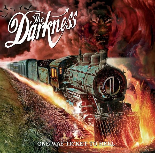 Album borító: Egy égő vonat egy démoni arc felé tart. A "The Darkness" és a "One Way Ticket to Hell" szavak láthatók.