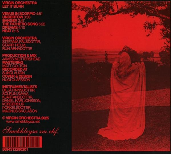 Rotes Albumcover mit Figur in weißem Gewand, abgewandt. Textdetails Band und Songs.
