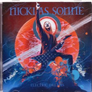 Albumcover zeigt einen Mann, der Gitarre spielt, mit einem roten Planeten und einem blauen Hintergrund.