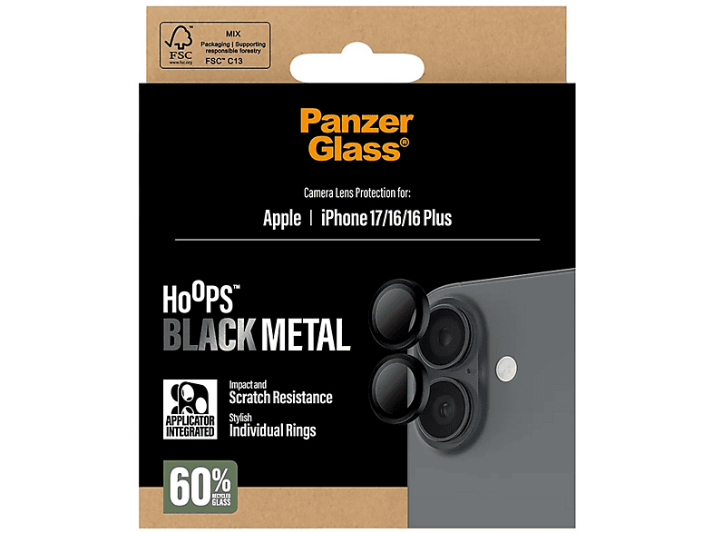 PanzerGlass Hoops® Kameraschutz, für Apple iPhone 16/16 Plus/17 — Foto 4 von 5