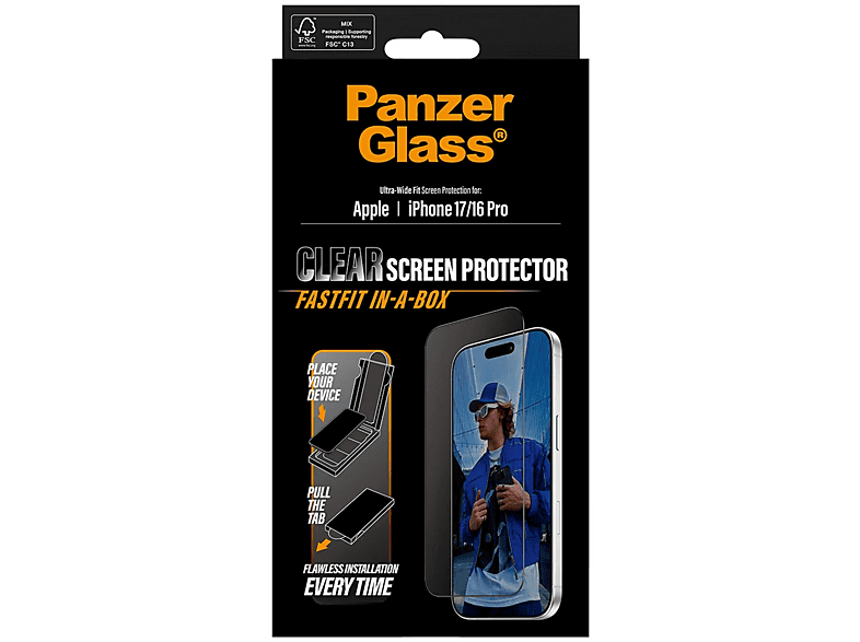 PanzerGlass Clear Schutzglas, für Apple iPhone 17/iPhone 16 Pro — Foto 2 von 4