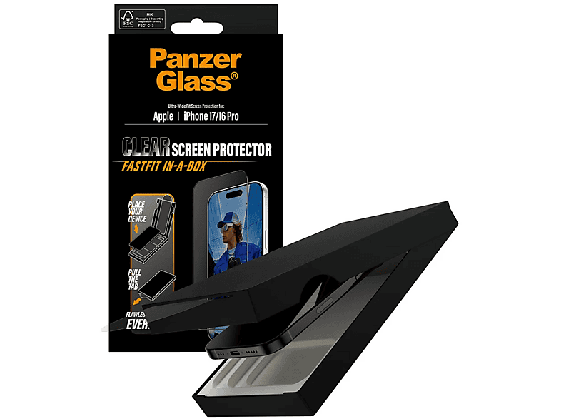 PanzerGlass Clear Schutzglas, für Apple iPhone 17/iPhone 16 Pro — Foto 4 von 4