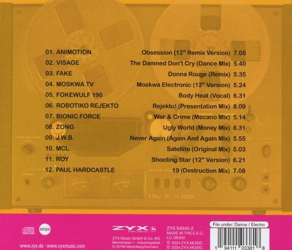 CD-Cover mit Titelliste und Grafik eines Tonbandgeräts. Zu den Titeln gehören Animosion, Visage, Fake, Moskwa TV und andere.
