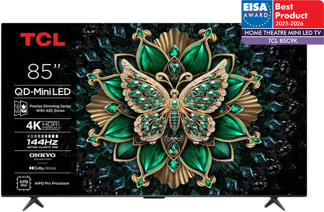 TCL 85C6K QD-Miniled 144Hz Google TV, Matte Screen, Onkyo Dolby Atmos 2.1, 216 cm