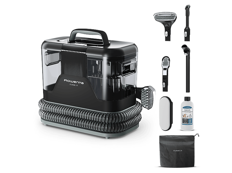 Aspirador de tapicerías - Rowenta Clean IT IN5021, Limpia y manchas, Depósito extraíble, 2.3L, Hasta 13.5 kPa, 750w, Autolimpieza, Negro