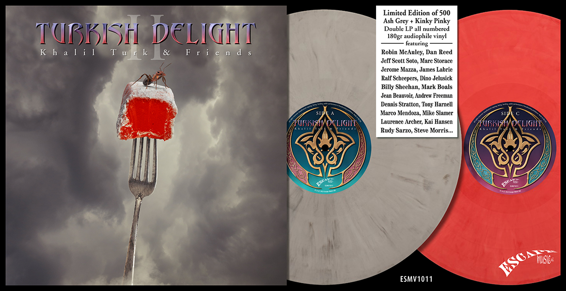 Album borító: Turkish Delight II. Egy villa tart egy török csemegét egy hangyával. Hanglemezek jobbra.