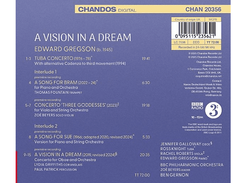 Thumbnail - Bbc Philharmonic Orchestra Ben Gern - Gregson: A Vision in a Dream (CD)