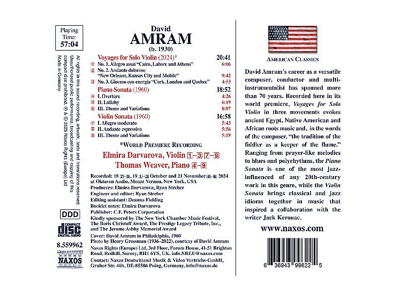 Thumbnail - Darvarova, Elmira/Weaver, Thomas - Amran: Voyages für Solo Violine / Klaviersonate Violinsonate (CD)
