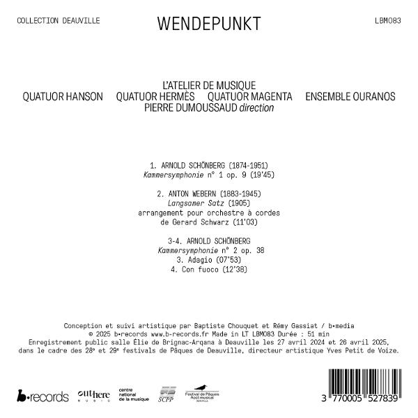 CD-Cover mit französischem Text, der Musikkompositionen von Schönberg und Webern sowie Aufführungsdetails auflistet.