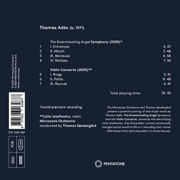 Albumcover mit Text über die Musik von Thomas Adès, mit Titellisten, Künstlernamen und dem Pentatone-Logo.