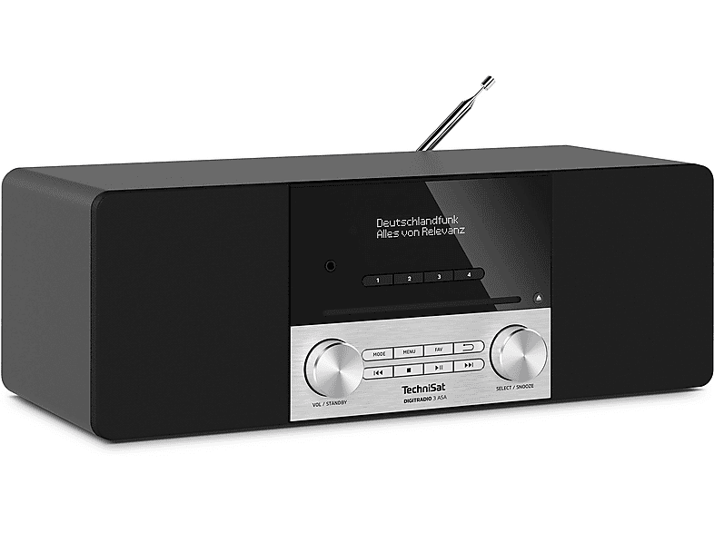 Technisat Digitradio 3 ASA DAB+/UKW/CD-Stereoradio mit Bluetooth und ASA-Warnfunktion, Schwarz(Silber; Kompaktanlage