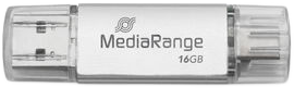 MEDIARANGE USB 3.2 Gen1 Pendrive, USB-A, Type-C, 16GB, ezüst (MR935)