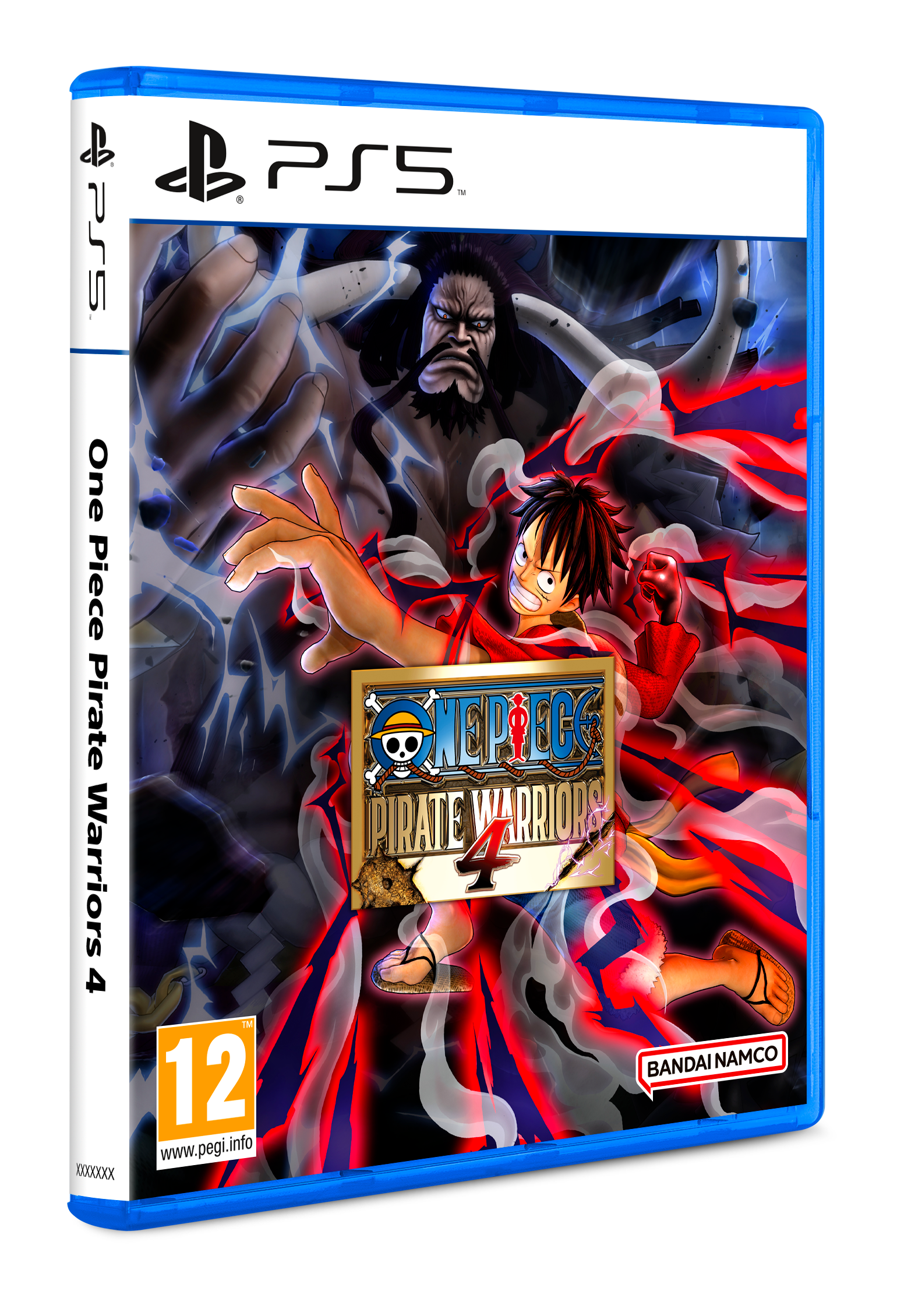 Arte de la caja del juego. Se muestra a Luffy de One Piece. Una figura grande se cierne en el fondo. Se muestra el título.