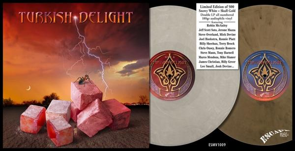 A 'Turkish Delight' albumborítója villámlással, hangyával a cukorkán, és a jobb oldalon bakelit lemezekkel.