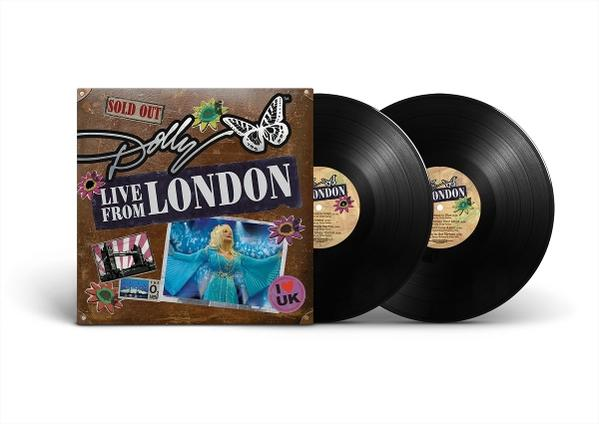 Albumcover und zwei Schallplatten. Albumtitel: Dolly Live From London. Mit Dolly Parton. Ausverkauft-Aufkleber vorhanden.