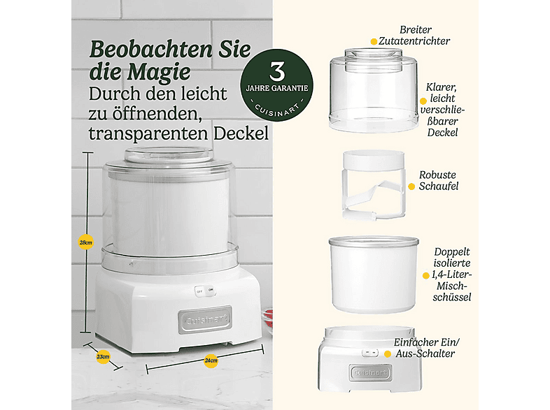 Thumbnail - CUISINART Cool Scoops Eismaschine 1.4 l (35 Watt, Weiß)