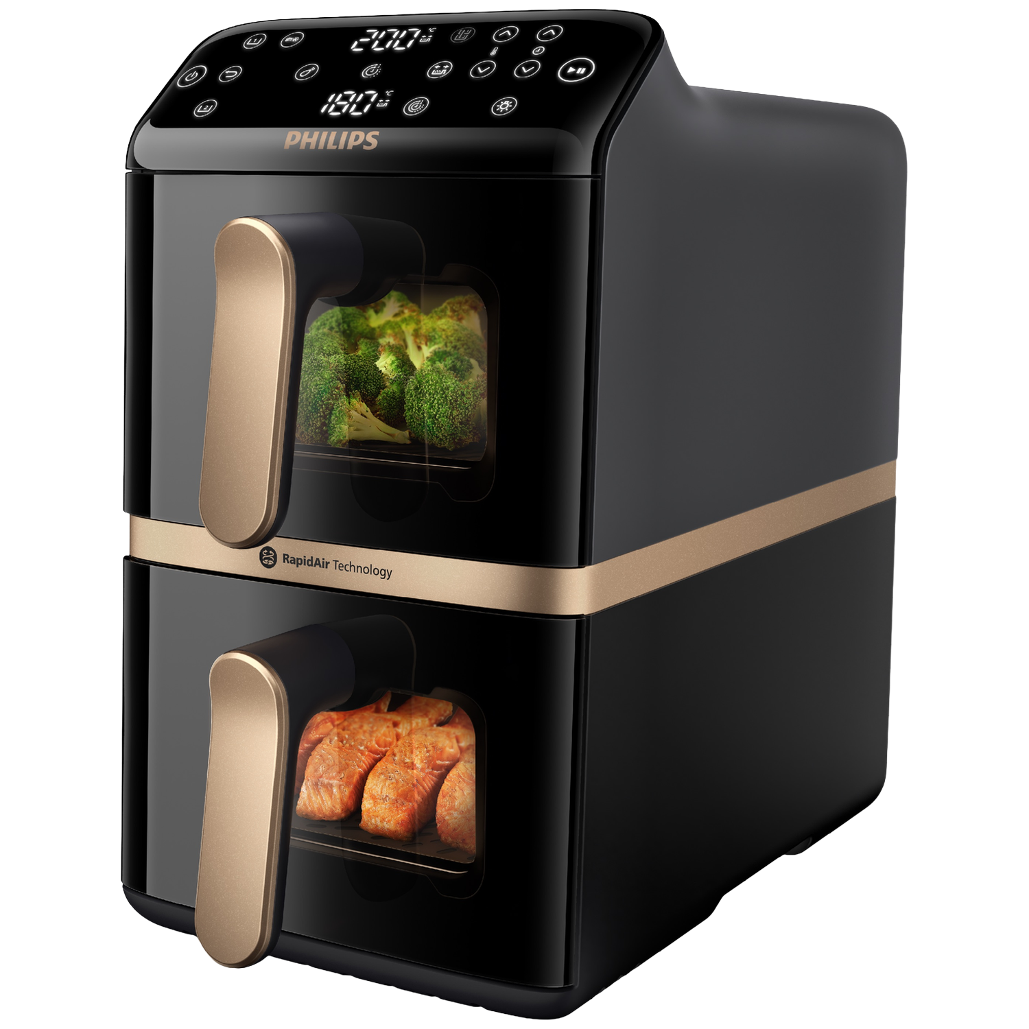 Philips 4000 Series Stacked Dual Basket Airfryer - 10 Liter Na462/70