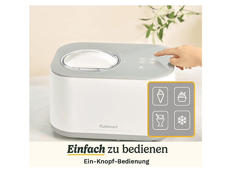 CUISINART FreezeEase Selbstkühlende 900ml Eismaschine (135 Watt, Weiß)