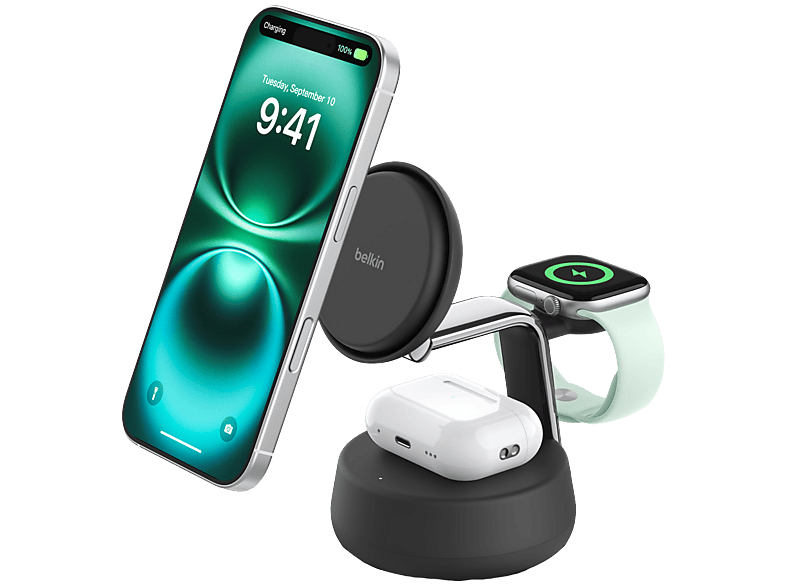 Belkin UltraCharge Pro 25w Qi2 3in1 Magnetic Charger Sand Binnen