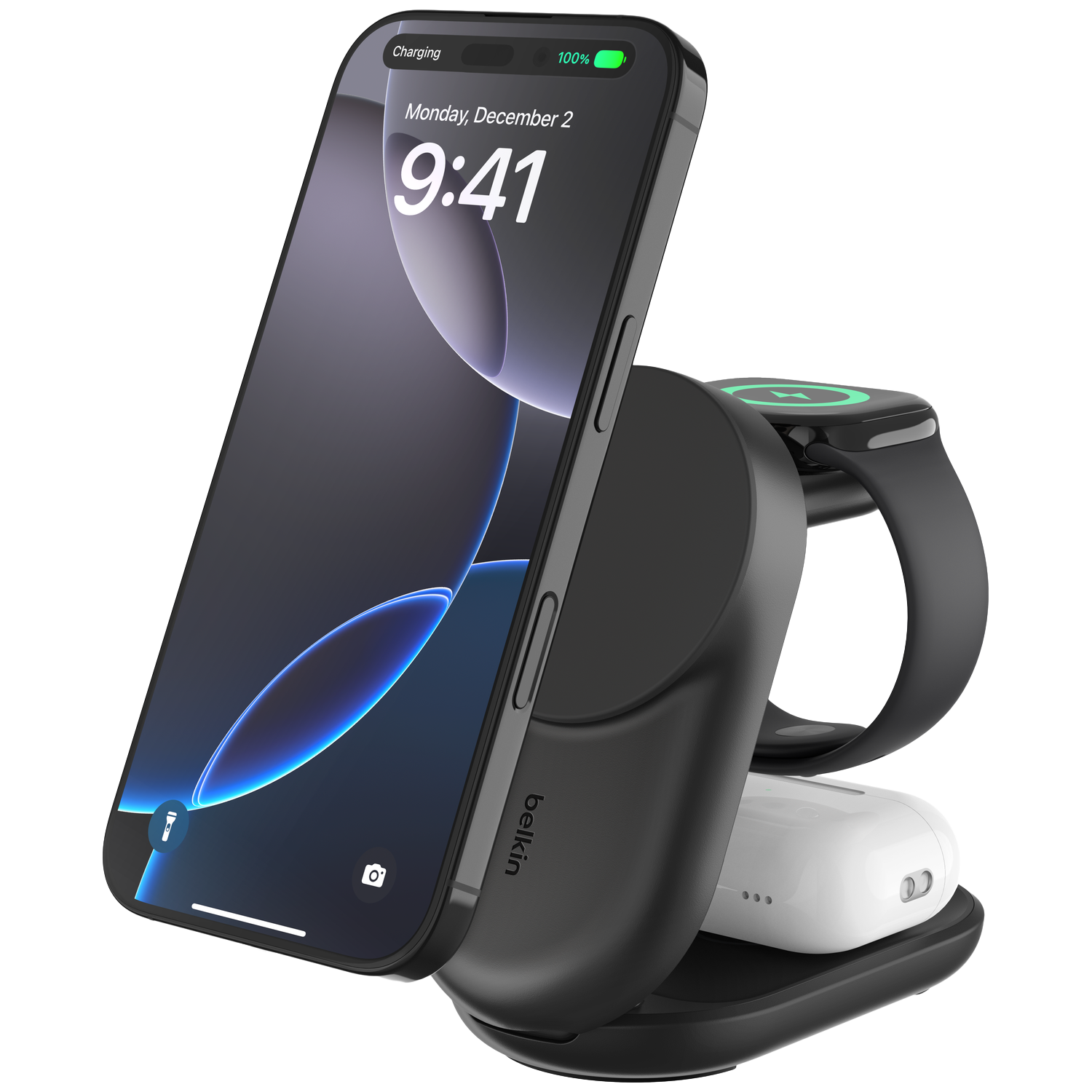 Belkin Ultracharge 25w Qi2 3-in-1 Magnetische Draadloze Lader ' Zwart Oplader