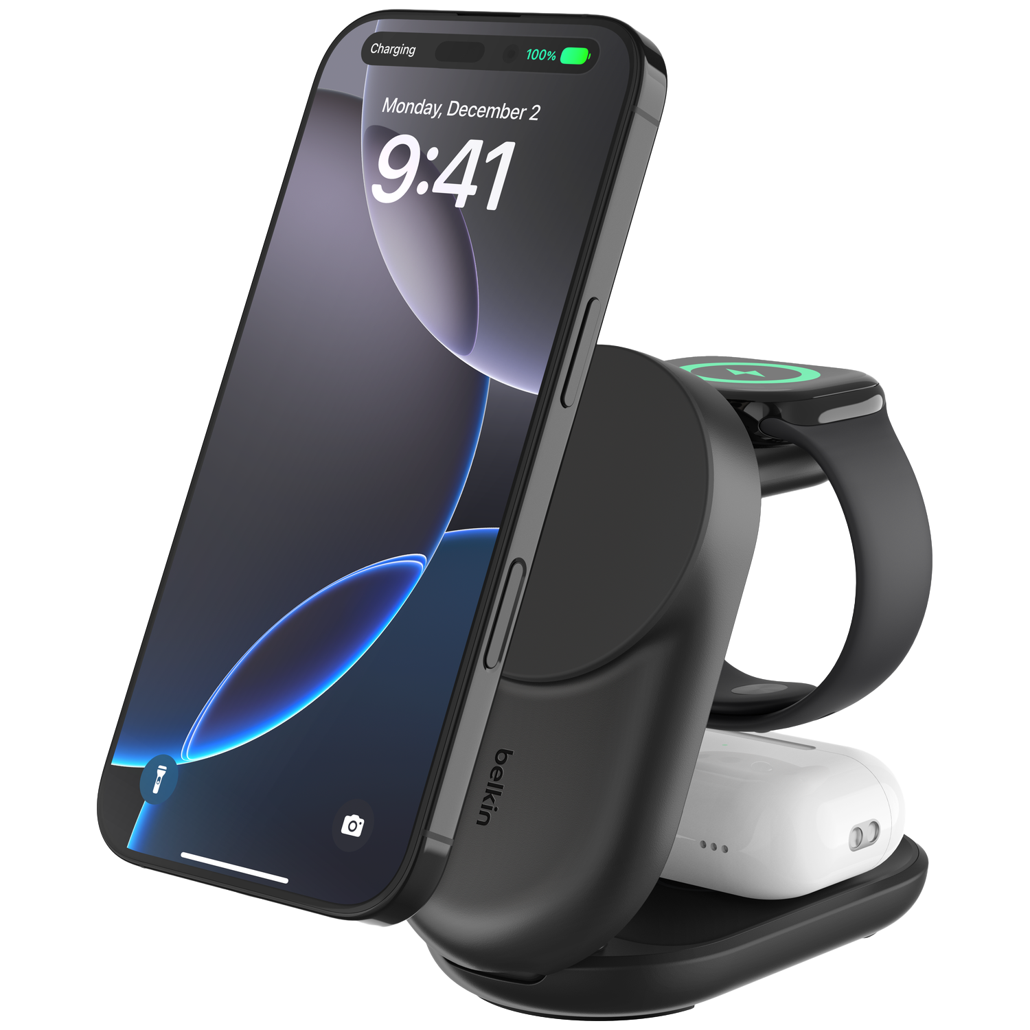 Belkin Ultracharge 25w Qi2 3-in-1 Magnetische Draadloze Lader ' Wit Oplader