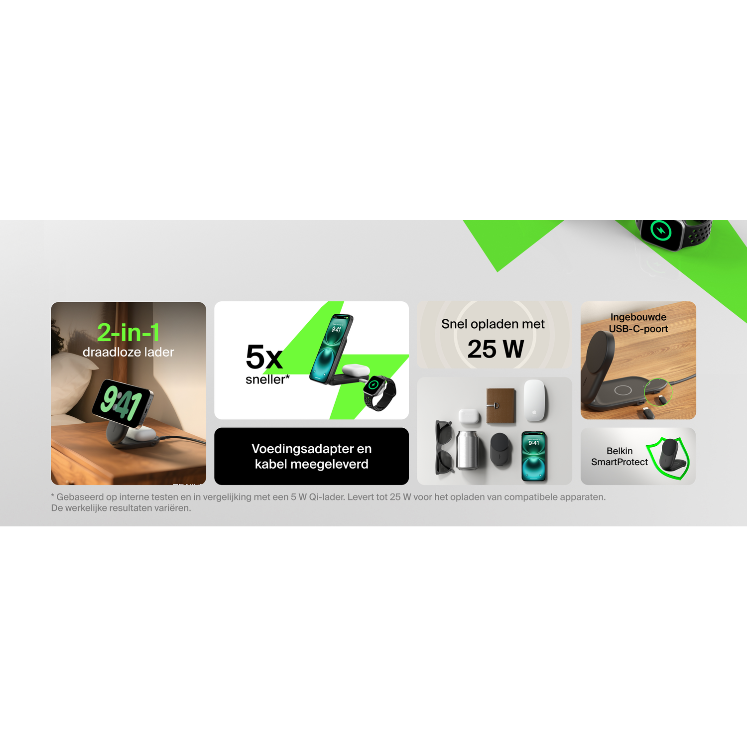Belkin QI Draadloze Oplader 5 Watt met Kabel (2M