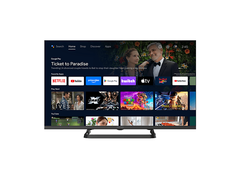 PEAQ PTV 40AF 5025C HM, Full-HD, MSD9216, Smart TV, Android Modo Hotel Negro