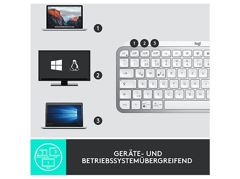 Thumbnail - LOGITECH - B2B MX Keys Mini for Business , Pale Grey