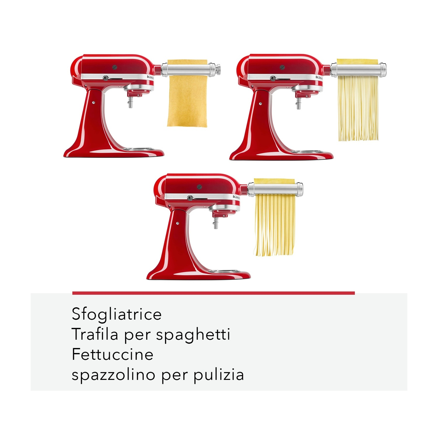 Rullo e tagliapasta per impastatrici KitchenAid, inclusi tagliapasta per fettuccine, tagliapasta per spaghetti e rullo per pasta