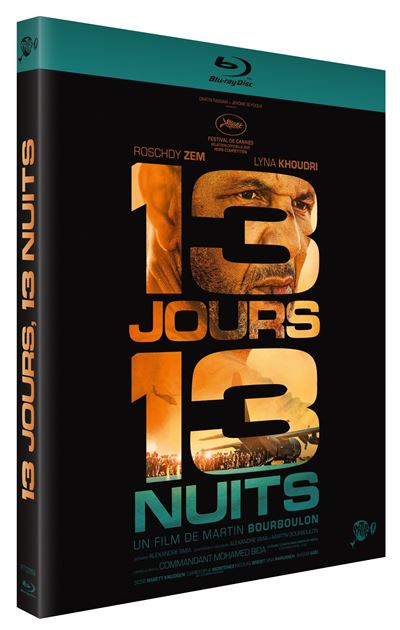 Jaquette Blu-ray pour "13 Jours, 13 Nuits".  Présente un visage d'homme, le titre en orange et du texte.