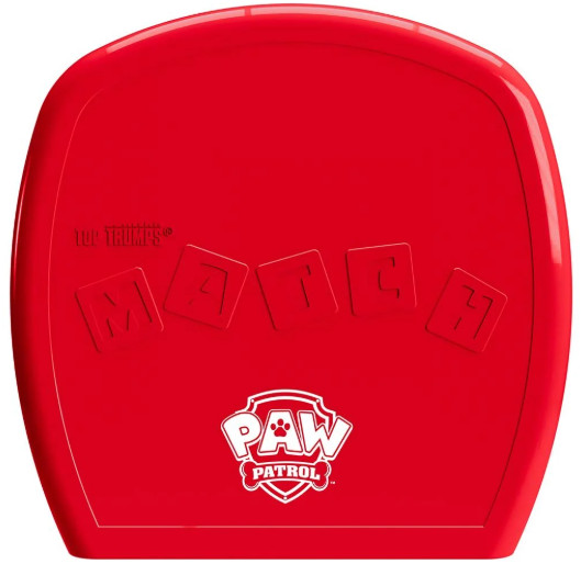 Czerwone pudełko gry Top Trumps Match. Słowo 'MATCH' jest widoczne, wraz z logo Paw Patrol.