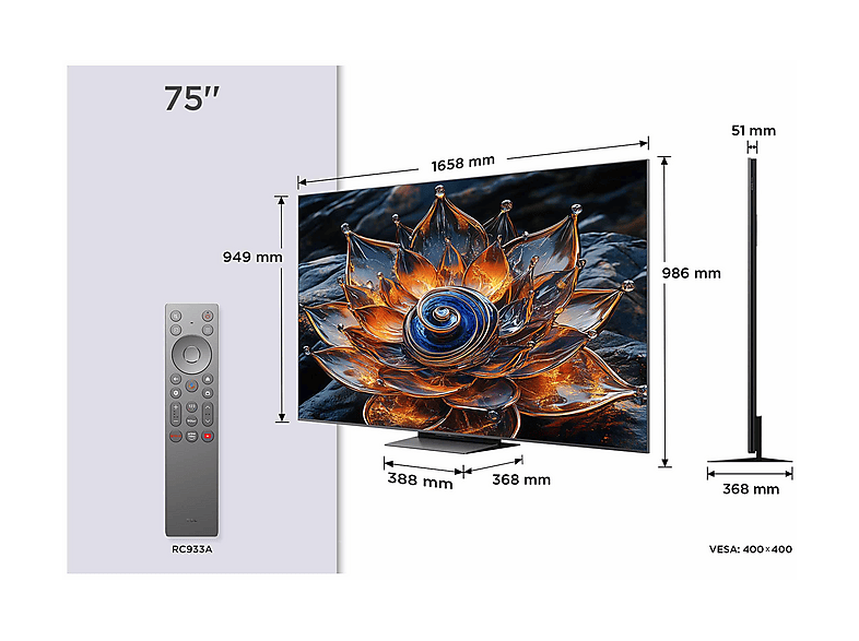 Thumbnail - TCL 75C8K QD-Mini LED TV (Flat, 75 Zoll / 189,3 cm, QLED 4K, SMART TV)