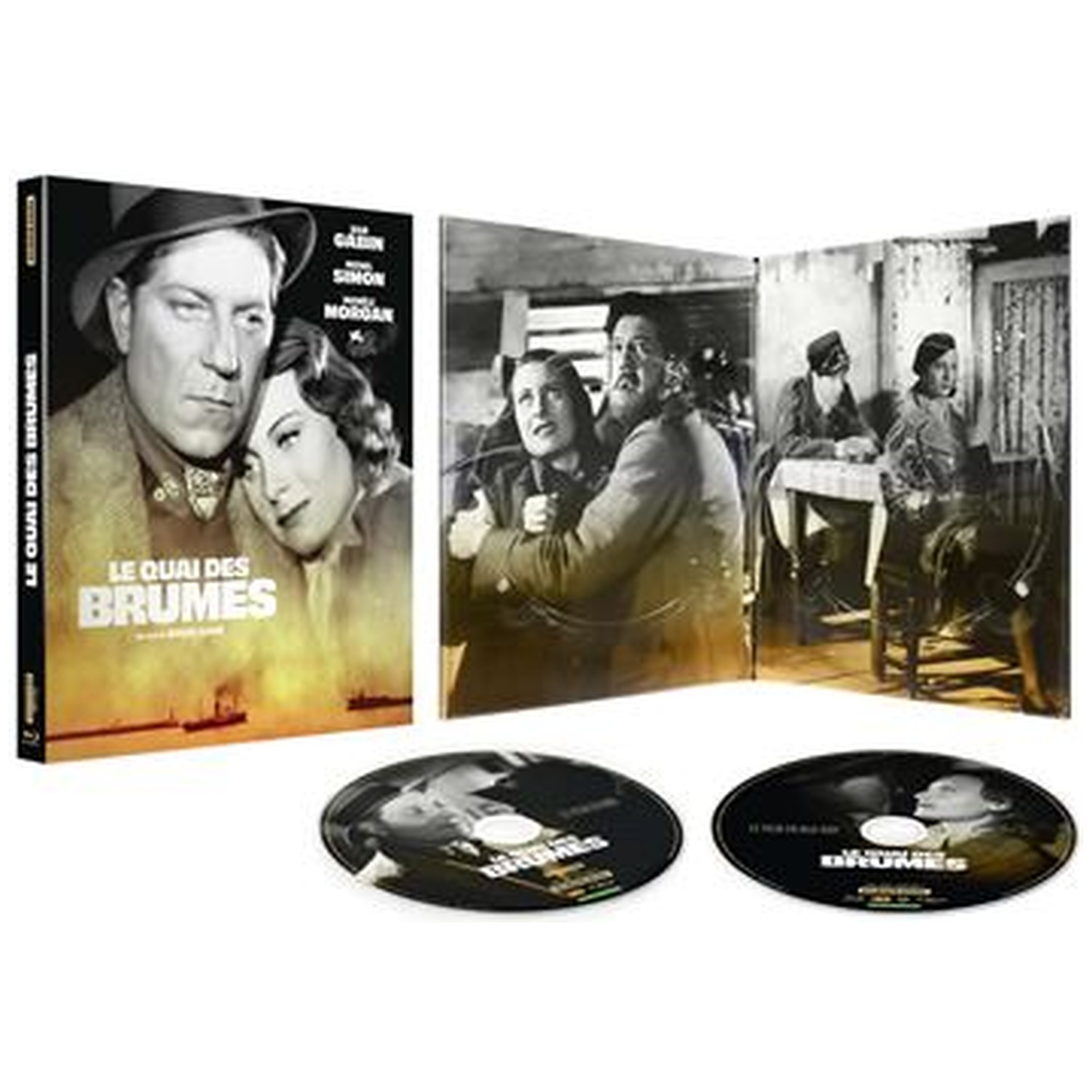 Film set, featuring a DVD case and discs with black and white film stills. The case shows actors from the film.