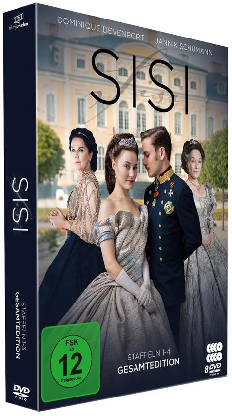 DVD-Box der Sisi-Serie. Sie zeigt vier Personen in historischer Kleidung vor einem Palast. Der Titel steht oben.