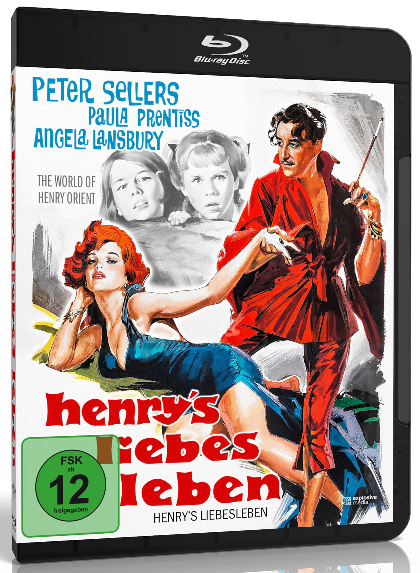 DVD-Cover für 'Henry's Liebesleben'. Es zeigt Schauspieler, eine Frau in Blau, einen Mann in Rot und den Titel auf Deutsch.
