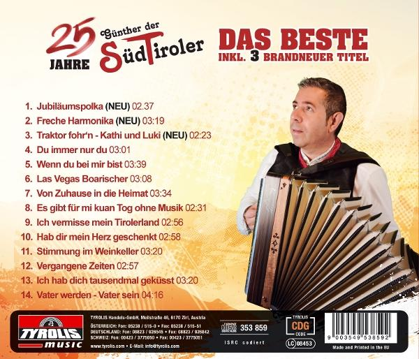 Albumcover mit einem Mann, der Akkordeon spielt. Text enthält Albumtitel, Trackliste und Firmenlogos.