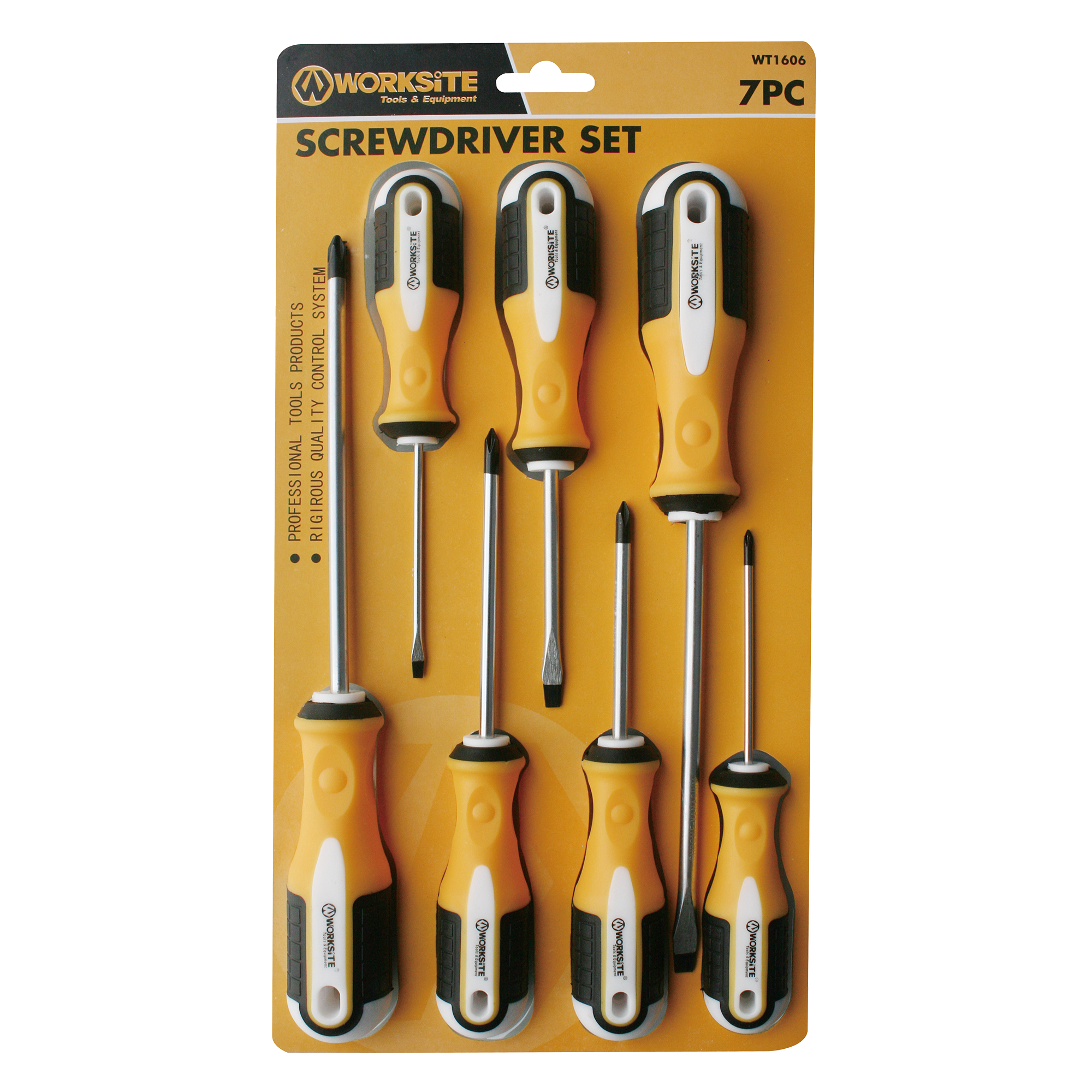 WORKSITE Csavarhúzó készlet, 7db, lapos és Phillips csillag fejek, mágneses (WT1606)